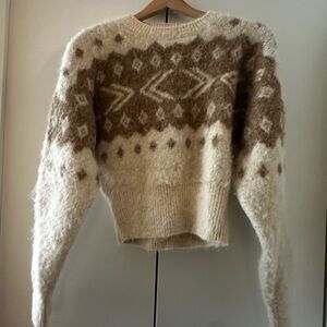 Cozy Cream and Brown Patterned Women's Sweater